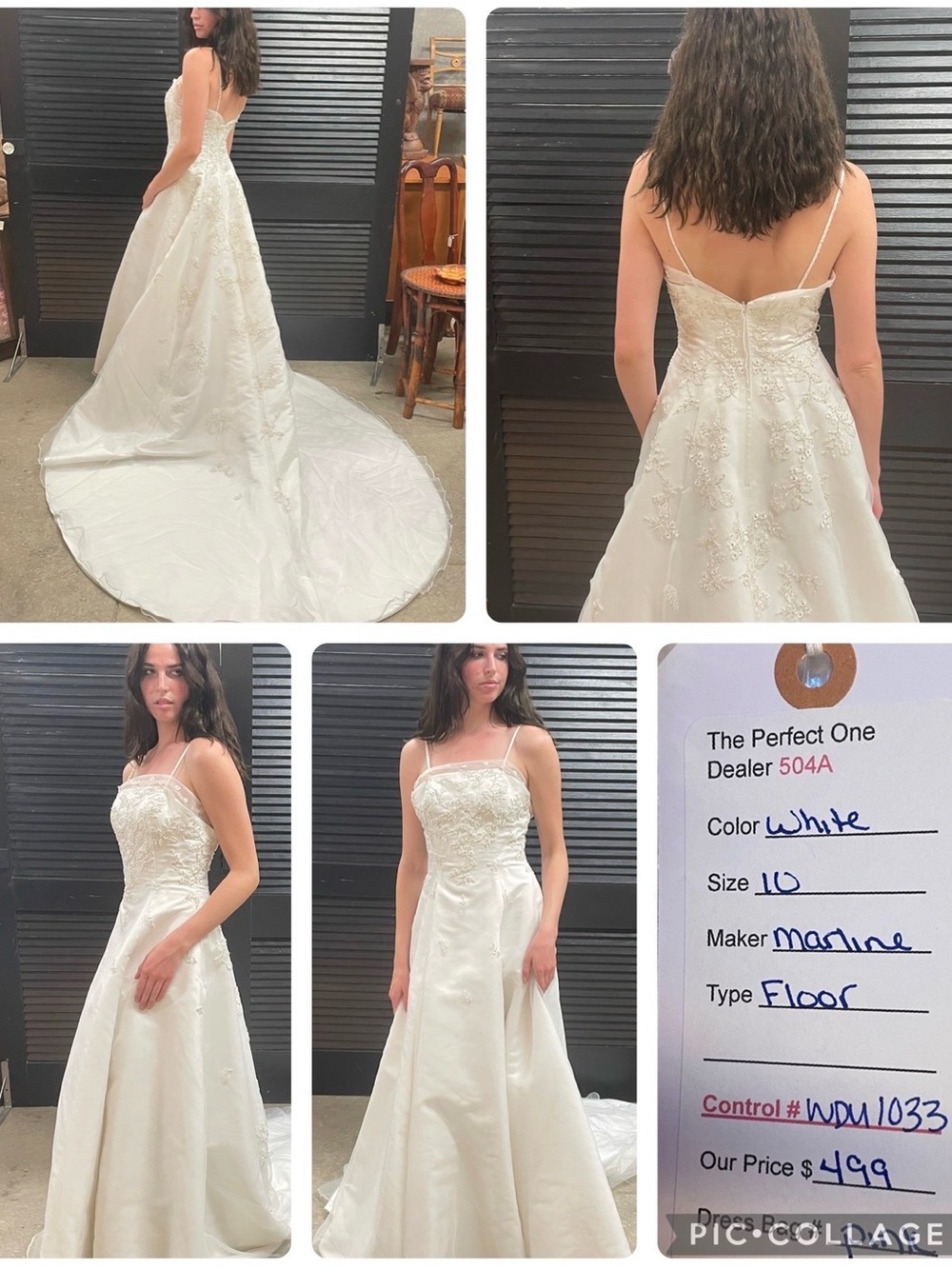Elegant White Embroidered Spaghetti-Strap Dress - Picture 5 of 5